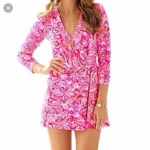 Lilly Pulitzer Karlie Romper Pink Pout Mango Salsa